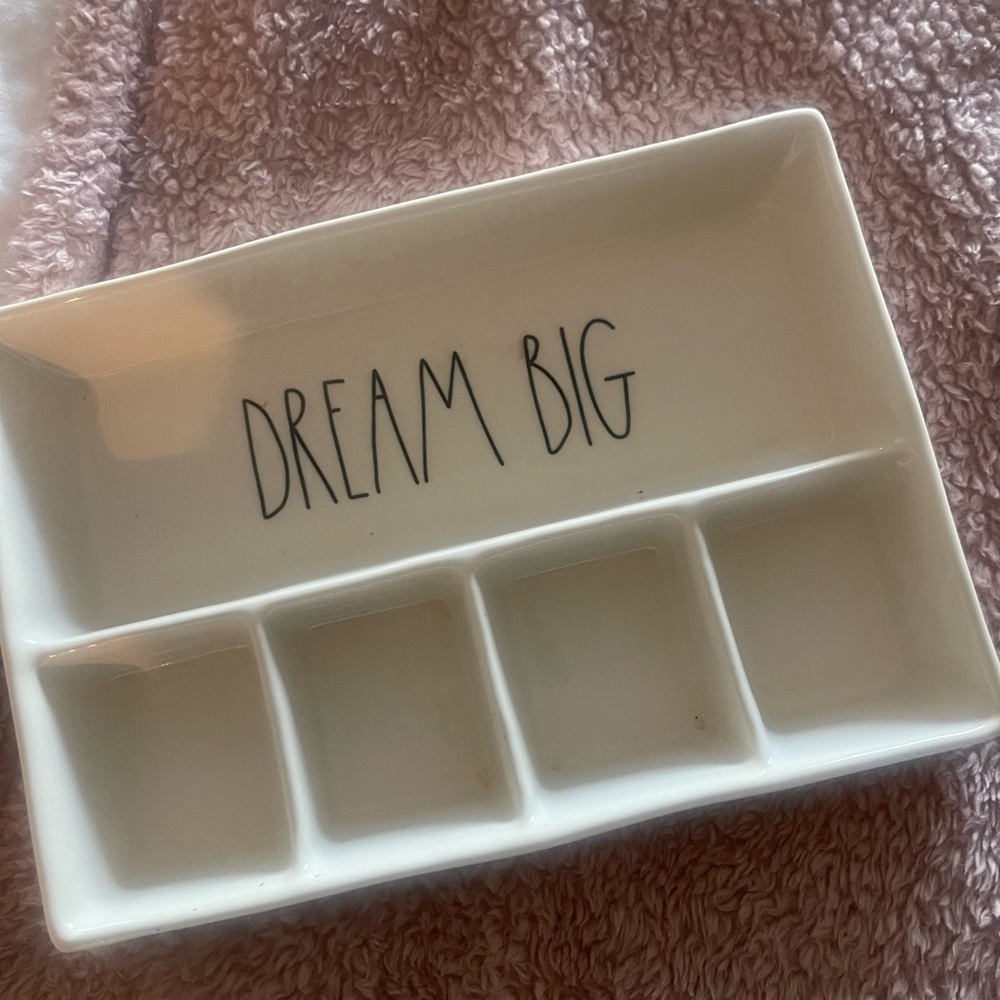 Dream Big Rae Dunn ceramic organizer tray